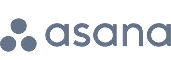 A grey logo of Asana.