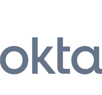 A grey logo of Okta